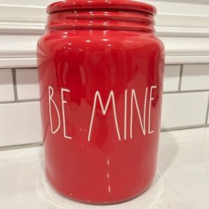 Rae Dunn Magenta Ceramic Container with White Logo